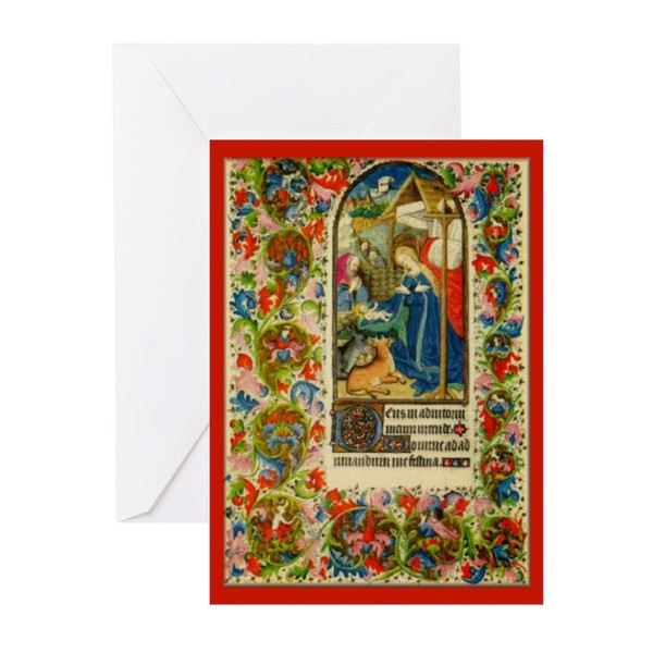 CafePress Medieval Illumination Christmas Greeting Cards Greeting Card (20-pack), Note Card with Blank Inside, Birthday Card Glossy