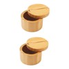 LABRIMP 2pcs Convenient Salt Box Wooden Seasoning Container Magnetic Lid
