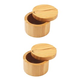 LABRIMP 2pcs Convenient Salt Box Wooden Seasoning Container Magnetic Lid Salt Tins Easy to Clean