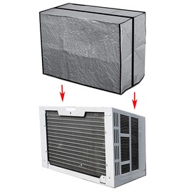 Dependable Industries Vinyl Outside Window Unit AC Air Conditioner Cover with Straps Keep Dirt and Dust Out in The Off Season (Silver - 21.5" x 15" x 16")