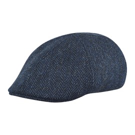 Sterkowski Rusty Duckbill Cap | Harris Tweed Flat Cap for Men and Women | Scally Cap for Men Mens Newsboy Cap Newsboy Flat Cap Mens Irish Cap Mens Driving Cap Scottish Hats for Men 56 cm Blue/Black