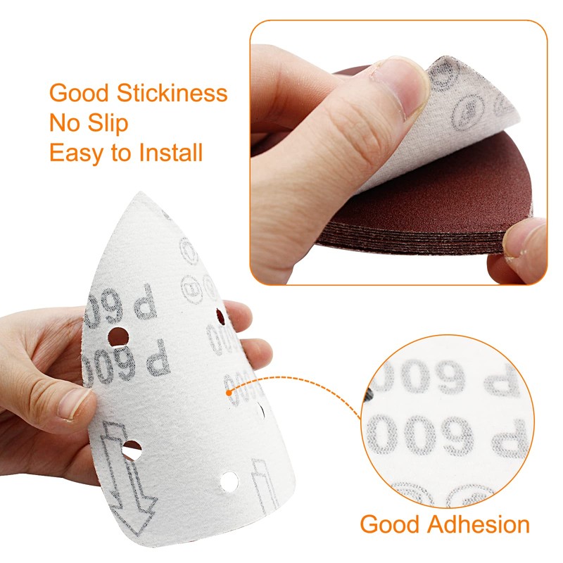 Cjueiom 50 Pcs 600 Grit Mouse Detail Sander Sandpaper, 5
