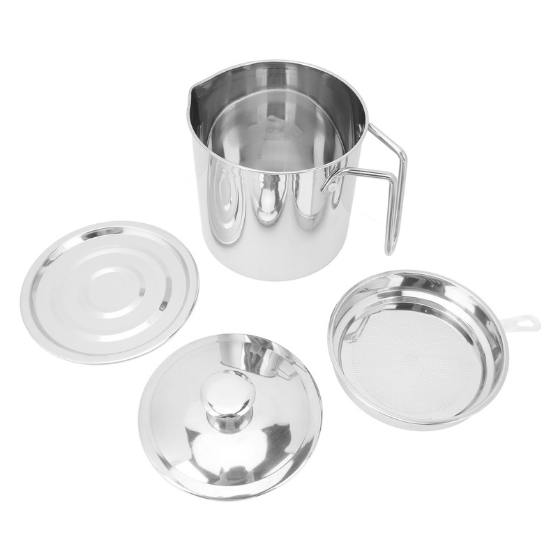 Grease Container 304 Stainless Steel Dustproof Large Capacity Fine Strainer