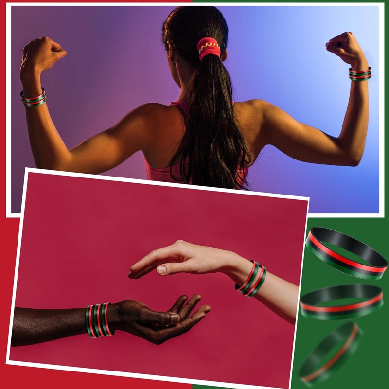 Sratte 60 Pcs Black History Month Bracelets Bulk Juneteenth Rubber