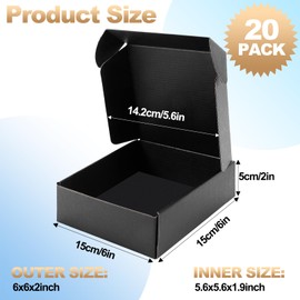 Yihurlm Shipping Boxes,20 Pack Black Corrugated Cardboard Boxes,Recyclable Small Mailer Boxes for Packaging Small Business Shipping Mailing Gifts(5.6 * 5.6 * 1.9 Inch,Black)
