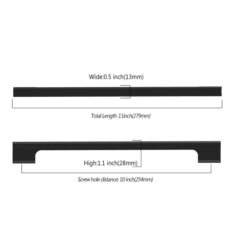 KNOKLOCK 10 Pack 10 Inch(254mm) Kitchen Cabinet Handles Matte Black