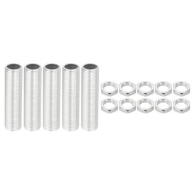 PATIKIL M12 Thread 45 mm/1.8 Inch Lamp Pipe Nipple with Nuts Set, Set of 5 Threaded Rod Mounting Material for Chandelier Ceiling Light DIY, Zinc Coating