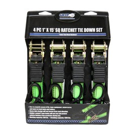 Grip 4 Piece 1-Inch x 15-Foot Ratchet Tie Down Set