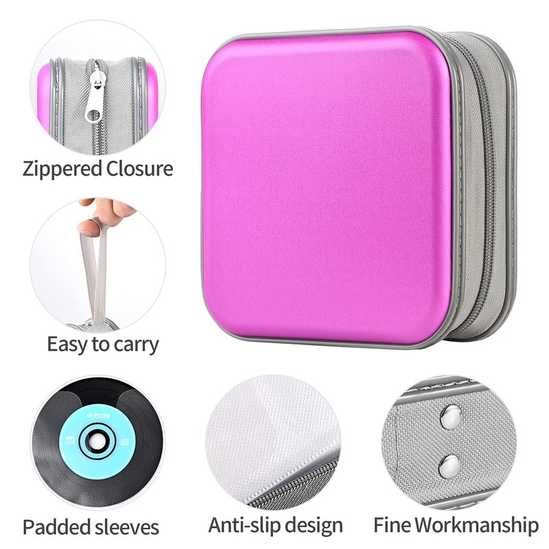 UENTIP DVD Case,48 Capacity CD Case Portable DVD Hard Plastic