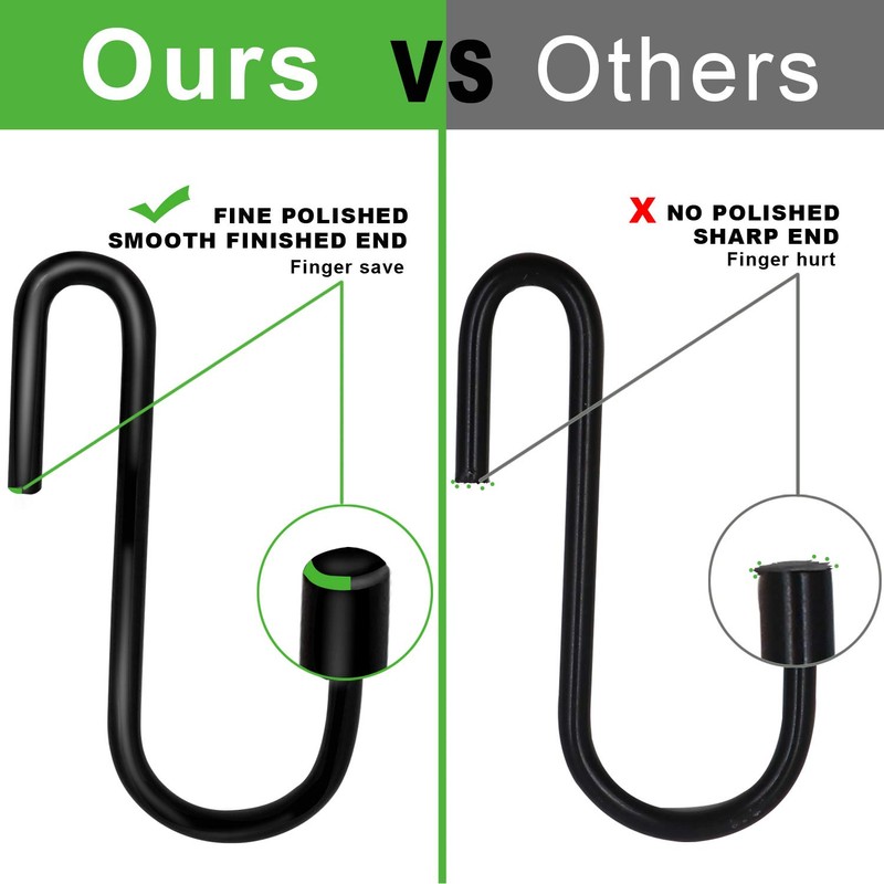 ESFUN 30 Pack Heavy Duty S Hooks for Hanging, Black