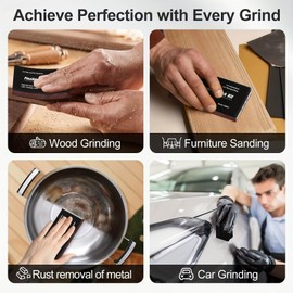 12-Piece Hand Sanding Block Kit for Automotive and Woodworking – Black EVA Foam Shaped Blocks for Flat and Contoured Surface Finishing