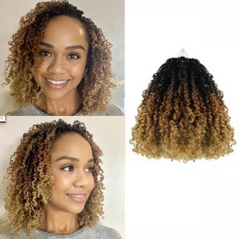 Haftaluv Yanky Twist Crochet Hair 8 Inch 9 Packs Pre Looped Mini Twist Yankee Twist Micro Yaki Twist Synthetic Curly Crochet Hair Extensions For Black Women(1B/30/27,8 Inch)