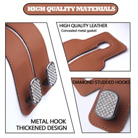 Mtverver 2 Pack Bling Car Seat Hooks for Headrest, Car Hooks for Purses and Bags Cute, Car Headrest Hooks, Car Hanger Hooks (Brown)