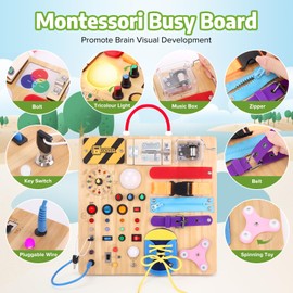 Hoarosall 23 in 1 Busy Board Montessori Toys for Toddler and 1-3 Year Old Boys and Girls