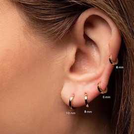 PRETOLE 4 Pairs Gold Huggie Earrings,14K Gold Plated Small Gold Hoop Earrings Lightweight Hypoallergenic Tiny Mini Hoop Earrings Huggie Earrings for Women Gold Huggie Hoop Earrings 6/8/10/14MM