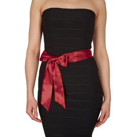 BlackButterfly Bridal Wedding Bridesmaid Satin Sash Belt (Burgundy, 5 CM X 175 CM)