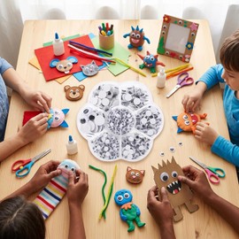 Ojos de juguete móviles negros, 800 unidades con caja de almacenamiento floral, ojos plásticos para manualidades, muñecas osos y peluches, for bricolaje creativo y reparación artesanal