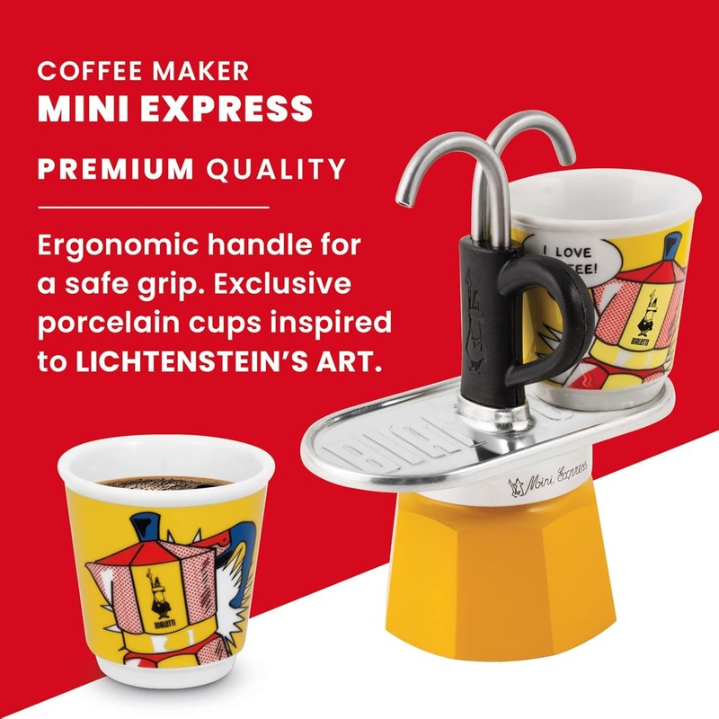 Bialetti - Mini Express Lichtenstein: Moka Set includes Coffee Maker
