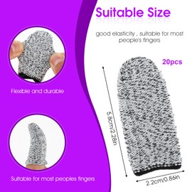 20 Pieces Cut Resistant Finger Cots, Anti-Slip Finger Tips Protector, Gel Finger Guards Finger Guards, Reusable Large Fingertip Sleeve for Kitchen Food Cutting Sculpture Work Supplies