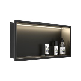 NEODRAIN Matte Black 12x24" LED Wall Niche IPX65 Waterproof Rated FCC Certified Ready to Ship From USAColor: Matte Black