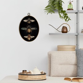 dvhdajed Dark Academic Moody Bee Oval Wall Art Decor, Vintage Gothic Witchy Bee Framed Canvas Art, Dark Cottagecore Bees Oval Wall Hanging Decor for Gallery Bedroom Living Room, 8.7x11.3 Inch