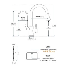 APPASO Kitchen Faucet with Water Filter, CUPC Certified Water Hose, Pull Out 3 Way Sink Faucets with Sprayer, High Arch 2 Handle Faucet - 2 in 1 Faucets Brushed Nickel, Without Filtration Device