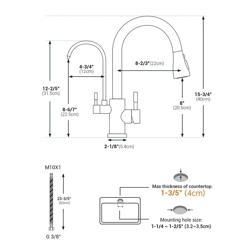 APPASO Kitchen Faucet with Water Filter, CUPC Certified Water Hose,