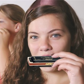 East top 10 Holes Diatonic Blues Harmonica,Harmonicas for Beginners and Professional Players with a Black Case (Key of LOW F)