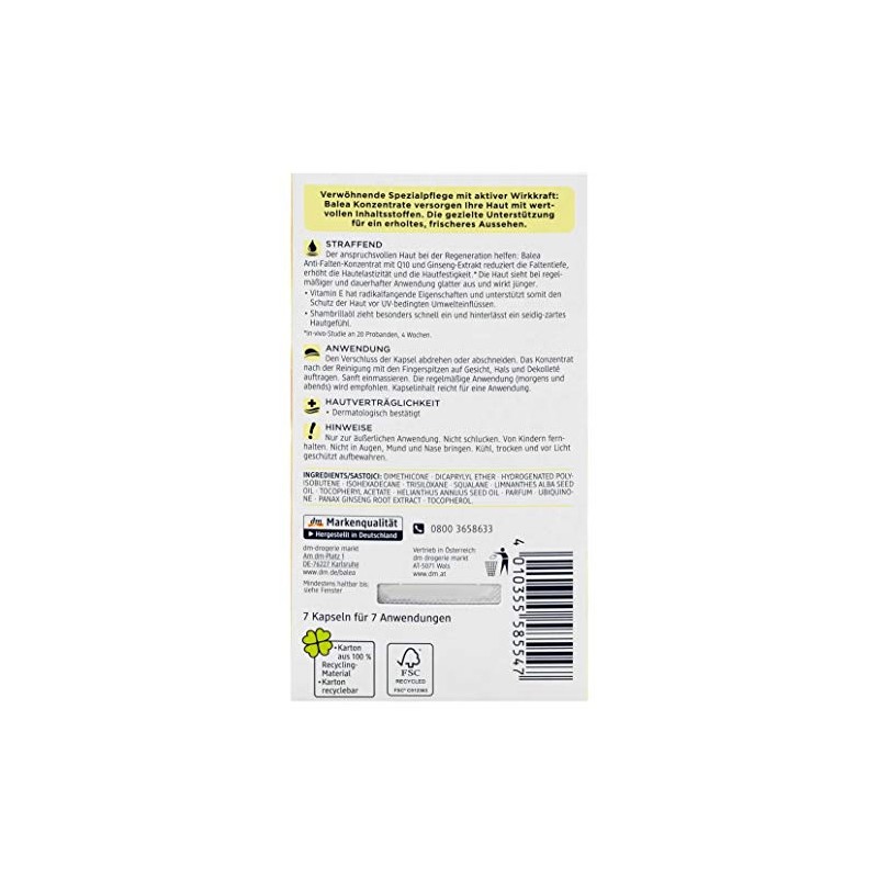 Balea Q10 Anti-Wrinkle Concentrate, 7 pcs