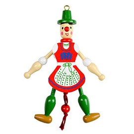 Wooden German Girl in Dirndl 6" Jumping Jack Hampelmann Hanging Ornament Decoration | GermanGiftOutlet