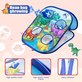 5-in-1 Portable Bean Bag Toss Games - Dinosaur Toys for Boys And Girls, Kids Dart Board Set，Outdoor Carnival Games, Foldable Cornhole Board Game Yard Beach Toys for Toddler Ages 3-8