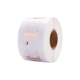 LOOGI Thank You Stickers, Pack of 500 Thank You Labels for Decorative Packaging (Rose Gold, 2.5 cm)