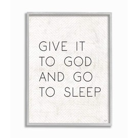 Stupell Industries Give it to God and Sleep Faith Based Bedroom Quote, Designed by LUX + Me Designs Wall Art, 11 x 14, Grey Framed