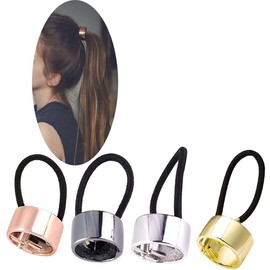 Set of 4 Fashion Punk Gothic Alloy Ponytail Cuff Elastic Hair Tie Ponytail Holder Women Hair Band Hair Rope Hair Cuff Hair Clips (Small)