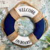 Welcome On Board Life Ring Dark Blue Lifebuoy Nautical Bathroom
