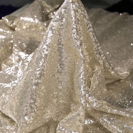 TCBESTO Champagne Sequin Tablecloth 50" x 50" Champagne Gold Glitter Table Cover Square Metallic Sequence Table Overlays Birthday Party Baby Shower Wedding Table Clothes