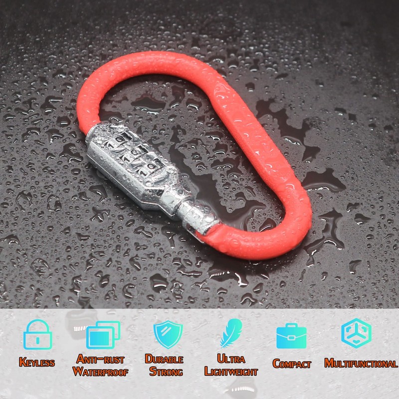 Combination Carabiner Clips,V-Resourcing Resettable 3 Dial Digit Combination Lock Carabiner