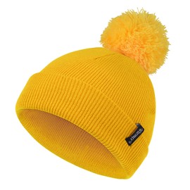 Zando Baby Beanie Baby Winter Hat Toddler Hat Double Layer Kids Knit Cap for Boys Girls Baby Pom Pom Infant Beanie Babies Yellow 3-8 Years