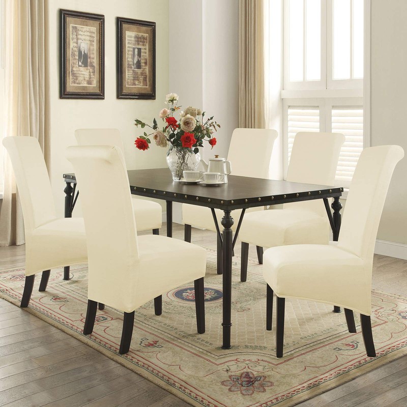 Leorate XL Size Chair Covers Stretch Polyester Chair Slipcover Dining