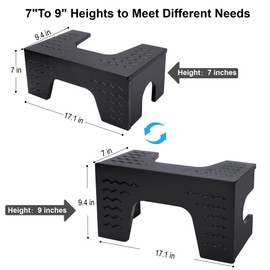 Thalomely 2 in 1 Bamboo Foldable Toilet Stool, 7" & 9" Adjustable Heights Foldable Potty Stool for Adults and Kids, Bathroom Step Stool Squat with Non-Slip Layer, No Assembly Required, Black