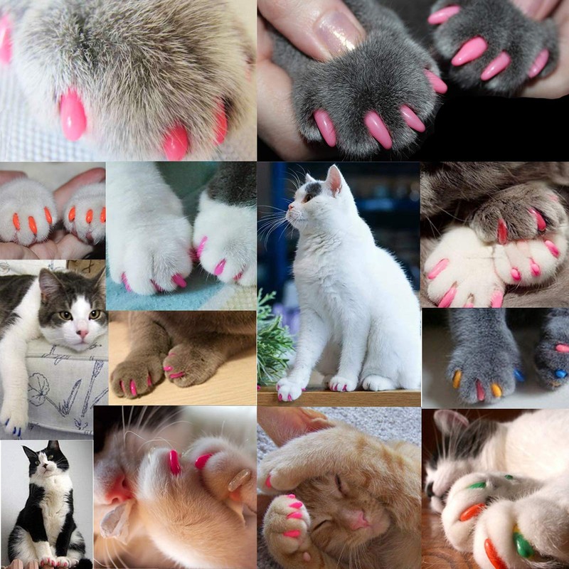 VICTHY 140pcs (14 Colors) Cat Nail Caps, Cat Claw Covers