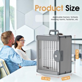 Glosen 24 Slots Cell Phone Locker, Portable Phone Storage Cabinet Pocket Chart Locking [Wall Mounted] [Aluminum Alloy] Lock Box with Handle for Classroom Office Exam (Black)