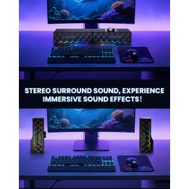 TONE JOY PC Speakers - 2 in 1 Detachable Computer Speakers with LED for Dynamic and Cool Gaming - Gaming Speakers with USB Cable for Desktop PC, Monitor, Laptop, Gaming Equipment