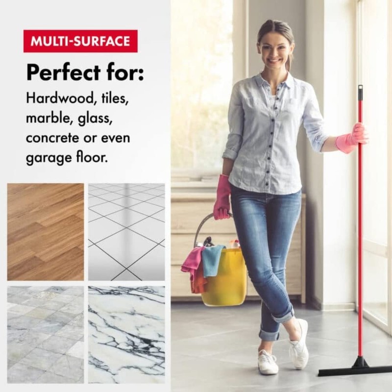 Heavy-Duty Floor Squeegee - Large 18" Wide Blade & 55"