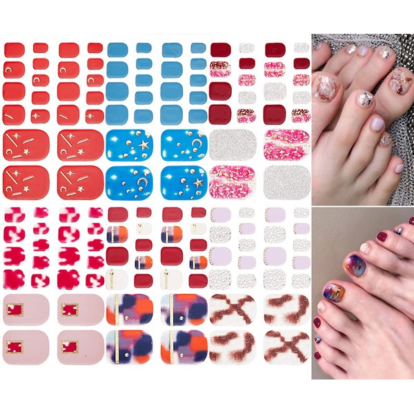 NAILDOKI Nail Stickers for Toe Nails, 6 Types, Non-Damaging Toenail Stickers, Nail Wraps, Nail Accessories, Nail Gel Stickers, Women’s, Cute, Popular, Stylish, Advanced