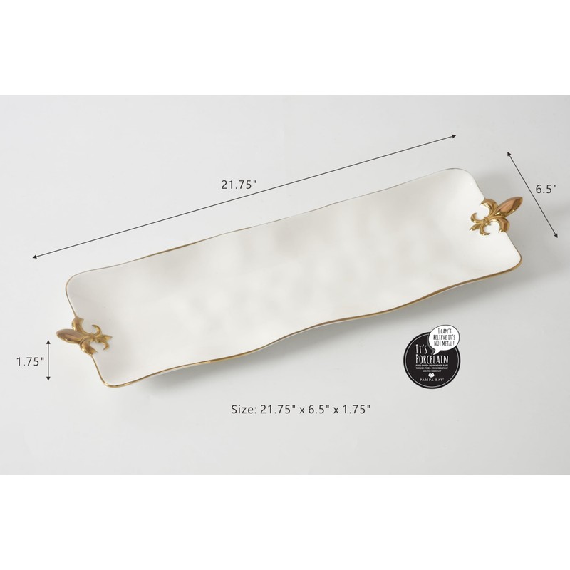 Fleur-De-Lis Rectangular Serving Piece, 21.75" x 6.5" x 1.75"