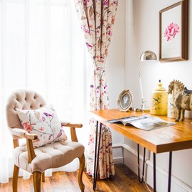 VOGOL Printed Bedroom Curtains, Window Grommet Panels Floral Room Darkening Drapes,Curtain for Living Room and Balcony, W52x L63 inch, One Panel, Purple