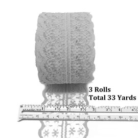 3 Rolls 10 Meters Floral Lace Ribbon Lace Trim Webbing Fabric for DIY Jewelry Making Craft Wedding Accessories Gift Wrapping(Red)