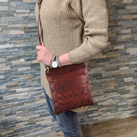 STILORD 'Sophie' Shoulder Bag Women Small Leather Handbag Braided Crossbody Bag Vintage Evening Party Bag in Genuine Leather, Colour:Siena - Brown