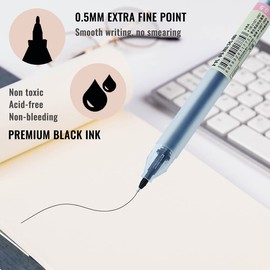 Penagic - Gel Pens 12 Count, Black Ink, Ball Point Pens Fine Point, 0.5 mm Ink Pen, Note Taking Pens for Japanese Korean Office School Stationery Supplies (Black, 12-Count)